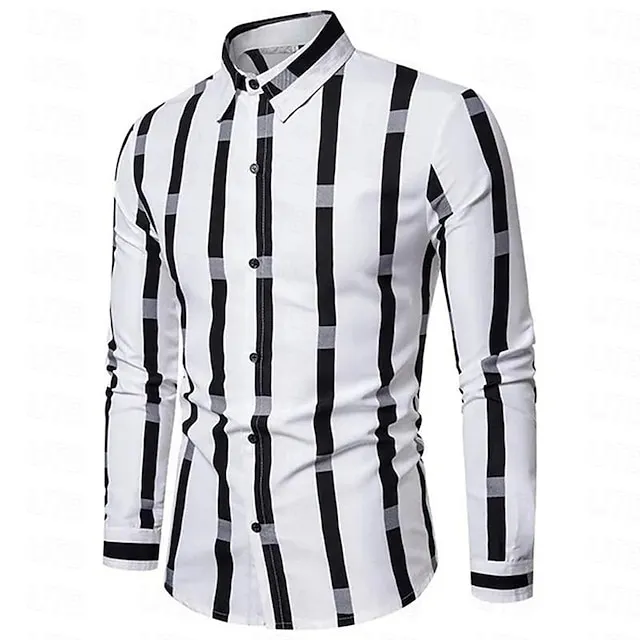 Men’s Shirt Dress Shirt Button Up Shirt Black White Red Long Sleeve Color Block Turndown Spring & Fall Wedding Daily Clothing Apparel Patchwork 59c0bb39d89b09db8f17539729529c8c