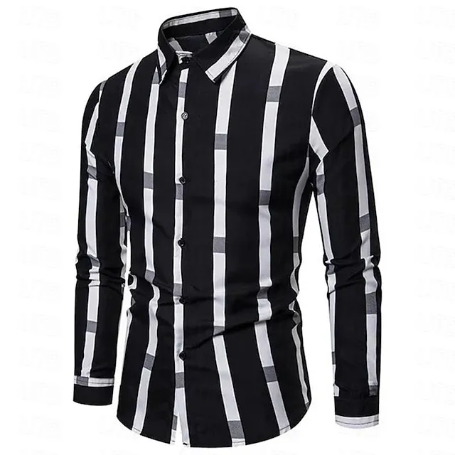 Men’s Shirt Dress Shirt Button Up Shirt Black White Red Long Sleeve Color Block Turndown Spring & Fall Wedding Daily Clothing Apparel Patchwork 6e8225c4b9a7cb466d9f99fdb8605052