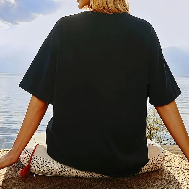 Women’s T shirt Tee Heart Plaid Holiday Going out Black Print Short Sleeve Fashion Round Neck Regular Fit Spring & Summer 6795ea12f717bd64fe247017d44b3b2c