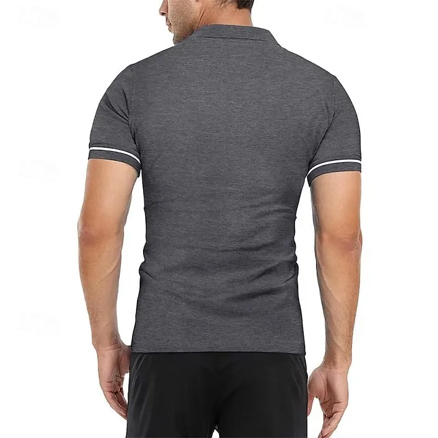 Men’s Quarter Zip Polo Golf Shirt Daily Sports Quarter Zip Short Sleeve Fashion Basic Plain Splice Spring & Summer Regular Fit Black White Red Navy Blue Sky Blue Dark Gray Quarter Zip Polo 5f7b8eb2377767644cb6e4cafb2e502d