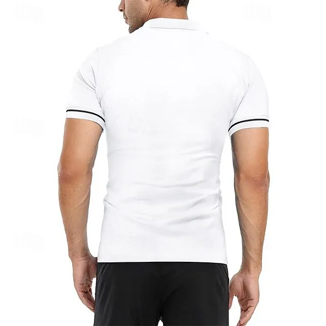 Men’s Quarter Zip Polo Golf Shirt Daily Sports Quarter Zip Short Sleeve Fashion Basic Plain Splice Spring & Summer Regular Fit Black White Red Navy Blue Sky Blue Dark Gray Quarter Zip Polo fb3bba541e1881324f846a0ffb8445f0