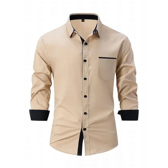 Men’s Casual Shirt Black White Light Green Burgundy Blue Long Sleeve Color Block Solid / Plain Color Turndown Street Vacation Button-Down Clothing Apparel Fashion Leisure 62169bda6c775d282fcc870eee4cb6f7
