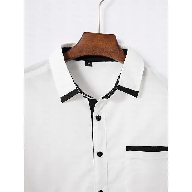 Men’s Casual Shirt Black White Light Green Burgundy Blue Long Sleeve Color Block Solid / Plain Color Turndown Street Vacation Button-Down Clothing Apparel Fashion Leisure 8ad31156ff9c0c736ccb038a9e64a79d