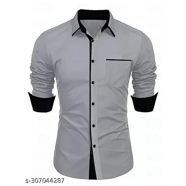 Men’s Casual Shirt Black White Light Green Burgundy Blue Long Sleeve Color Block Solid / Plain Color Turndown Street Vacation Button-Down Clothing Apparel Fashion Leisure 913409cd46dd10c7f73c19167dfde68b