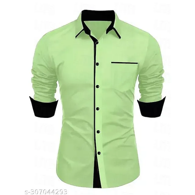 Men’s Casual Shirt Black White Light Green Burgundy Blue Long Sleeve Color Block Solid / Plain Color Turndown Street Vacation Button-Down Clothing Apparel Fashion Leisure dcd8b8d679e7b4db2437f16c3e9d4fee