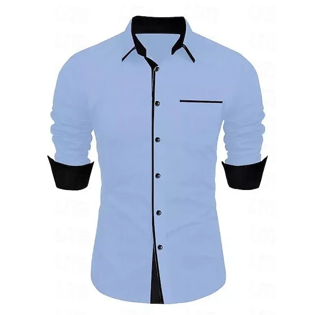 Men’s Casual Shirt Black White Light Green Burgundy Blue Long Sleeve Color Block Solid / Plain Color Turndown Street Vacation Button-Down Clothing Apparel Fashion Leisure ffb0c724fa22d81fc239f086d8c2d5c2
