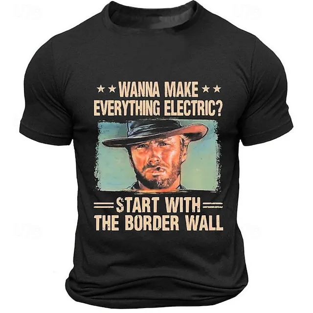 Western Cowboy Tee Men's Graphic Cotton T Shirt Sports Classic Shirt Short Sleeve Comfortable Tee Sports Outdoor Holiday Summer Fashion Designer Clothing