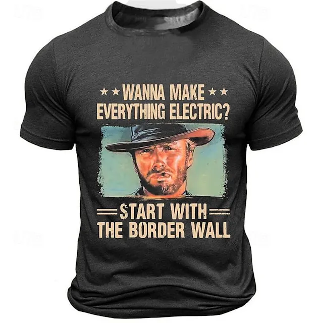 Western Cowboy Tee Men’s Graphic Cotton T Shirt Sports Classic Shirt Short Sleeve Comfortable Tee Sports Outdoor Holiday Summer Fashion Designer Clothing 4fa367a4d72e625a8a8b9e8ff9bbaed3