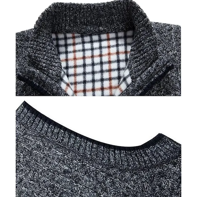 Men’s Sweater Vest Cardigan Zip Sweater Sweater Jacket Fleece Sweater Knit Knitted Solid Color Stand Collar Modern Contemporary Outdoor Casual Clothing Apparel Winter Black Wine S M L 3ae152edd2f5a49c2235dcf586e70183
