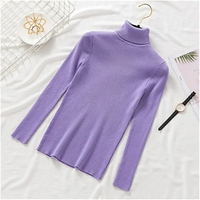 Women’s Pullover Sweater Jumper Turtleneck Ribbed Knit Spandex Knitted Thin Fall Winter Daily Basic Casual Long Sleeve Solid Color caramel Black White One-Size 2XL / 3XL S / M 1abbc878af53cdcfa2b69c05a526dce0