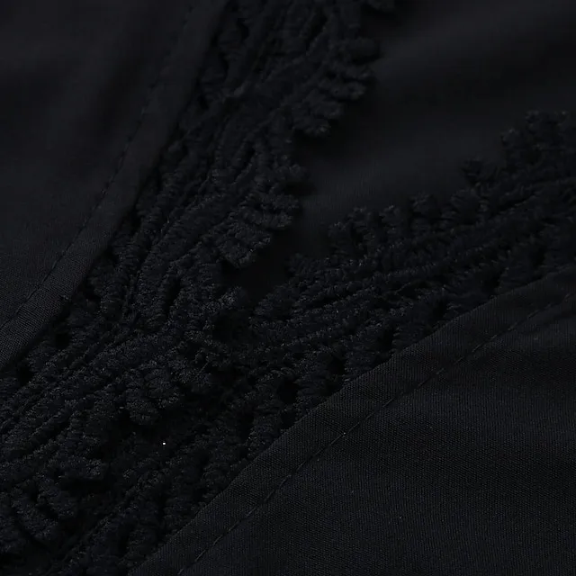 Women’s Party Dress Black Dress Lace Dress Work Dress Midi Dress Black White Long Sleeve Pure Color Lace Fall Winter V Neck Fashion Winter Dress Office Fall Dress 14f30d52c43283c1a1d312ae1030dce5