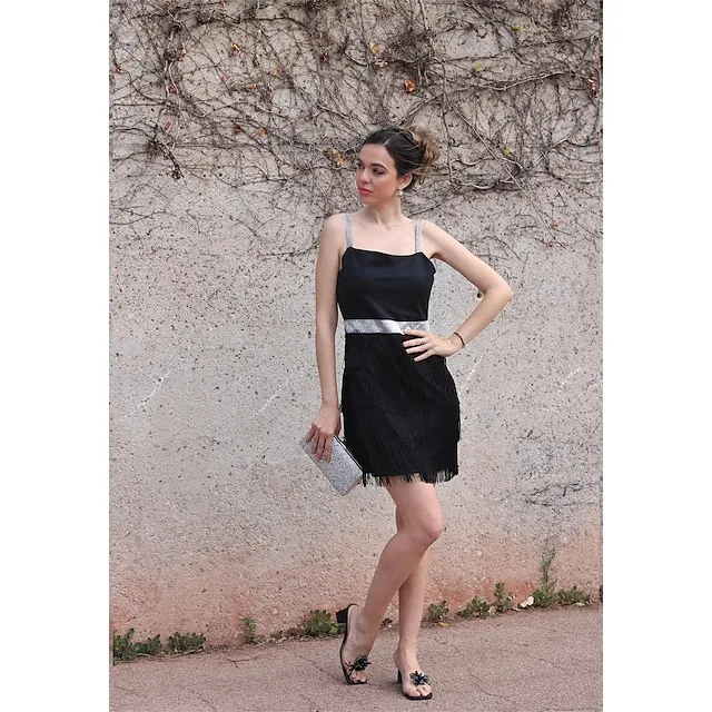 Women’s Black Sequin Dress Fringe Dress Party Dress Sparkly Dress Little Black Dress Sexy Dress Cocktail Homecoming Dress Dress Mini Dress Sleeveless Tassel Spring Spaghetti Strap eb0e8de4c7cb52103ba76e92b6bd3b07