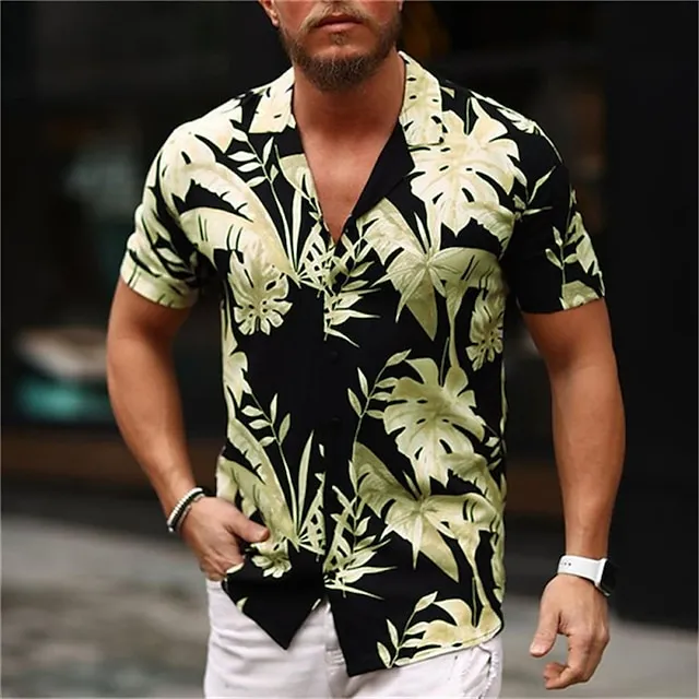 Men’s Shirt Summer Hawaiian Shirt Graphic Shirt Floral Turndown Black-White Black / Green Red Blue Green Print Casual Daily Short Sleeve Print Button-Down Clothing Apparel Fashion Designer Casual 64a9499303d7976da4d883db2b258365