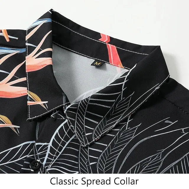 Men’s Shirt Graphic Shirt Aloha Shirt Leaves Turndown Black White Yellow Pink Blue Print Outdoor Street Short Sleeve Button-Down Print Clothing Apparel Fashion Designer Casual Breathable ce6e1ff331cefd2d856f1767b23e37a0