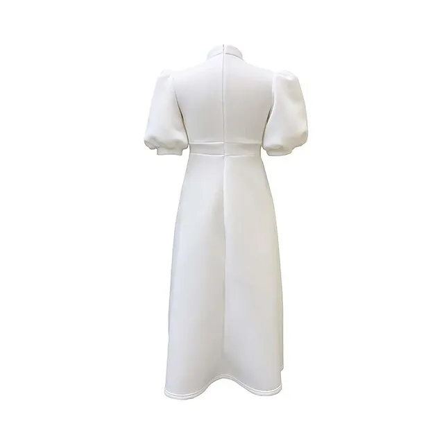 Women‘s Prom Cocktail Party Dress Wedding Guest Dress Swing Dress Long Dress Maxi Dress Purple Yellow Red Half Sleeve Pure Color Bow Spring Summer Stand Collar 2023 S M L XL XXL 3XL 46fb264ba24460c7de8571fdd093741f