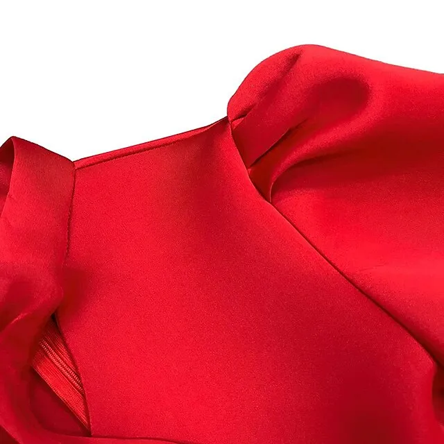 Women‘s Prom Cocktail Party Dress Wedding Guest Dress Swing Dress Long Dress Maxi Dress Purple Yellow Red Half Sleeve Pure Color Bow Spring Summer Stand Collar 2023 S M L XL XXL 3XL 68c5920ba792459d8add9b336f841ce3