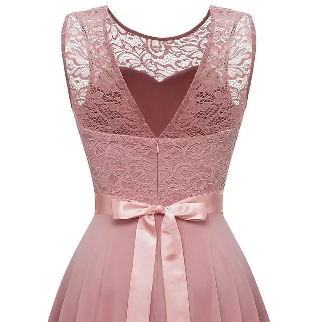 Women‘s Cocktail Party Dress Lace Dress Swing Dress Long Dress Maxi Dress Black Pink Wine Sleeveless Pure Color Lace Fall Spring Summer Crew Neck Fashion 2023 S M L XL XXL 3XL 337137979ea1cd7392f5d003f1b4ddd6