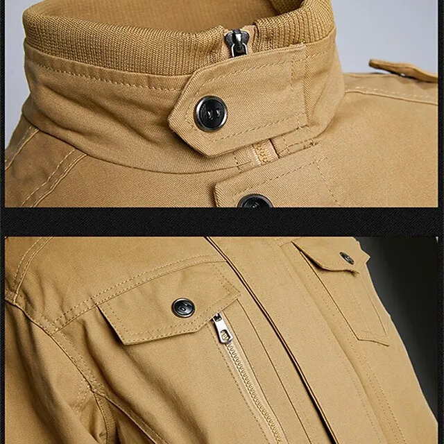 Men’s Lightweight Jacket Summer Jacket Casual Jacket Work Jacket Windproof Warm Street Holiday Daily Wear Zipper Turndown Streetwear Chic & Modern Casual Jacket Outerwear Pure Color Pocket Black Army 18bbc7287ae82a85368bae51d284867b