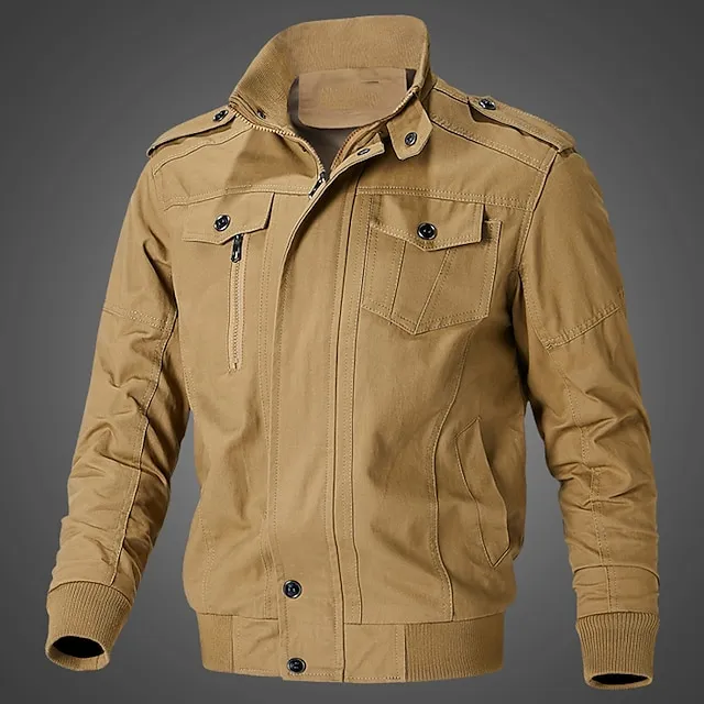 Men’s Lightweight Jacket Summer Jacket Casual Jacket Work Jacket Windproof Warm Street Holiday Daily Wear Zipper Turndown Streetwear Chic & Modern Casual Jacket Outerwear Pure Color Pocket Black Army 9fc419e66b0ee7796d31b189c8acc1ad