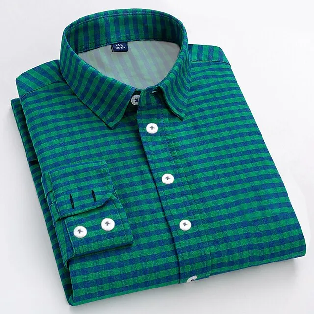 Men’s Dress Shirt Plaid Shirt Button Down Shirt Collared Shirt Yellow Red Blue Long Sleeve Plaid / Check Turndown Spring & Fall Wedding Street Clothing Apparel Button-Down f456470db8afaf3aab97de56727856c4