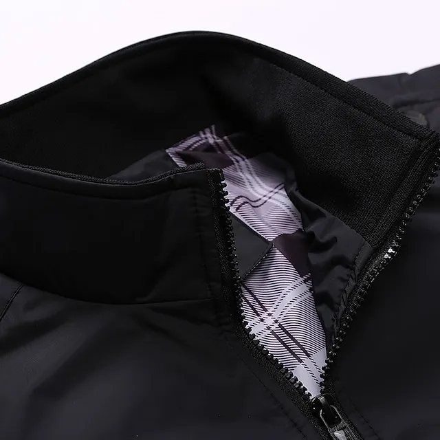 Men’s Lightweight Jacket Summer Jacket Casual Jacket Going out Casual Daily Zipper Standing Collar Fashion Casual Jacket Outerwear Solid Color Zipper Pocket Black Blue Green 66417c9c881efc35ea5eacf8e4cf29b8