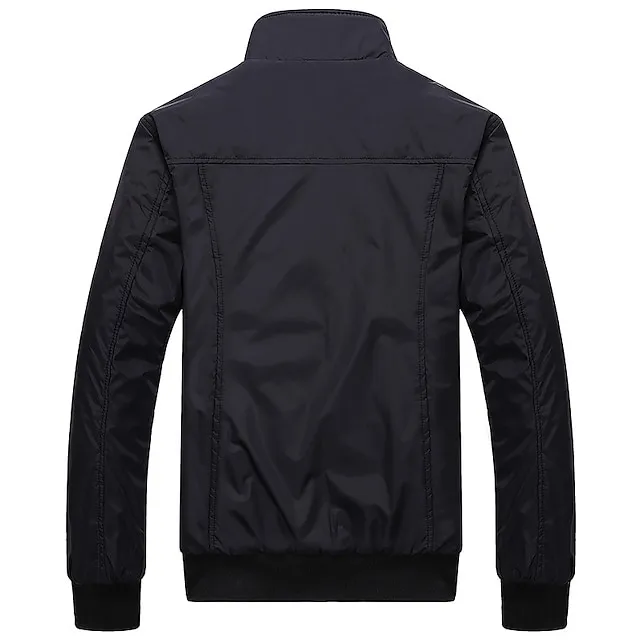Men’s Lightweight Jacket Summer Jacket Casual Jacket Going out Casual Daily Zipper Standing Collar Fashion Casual Jacket Outerwear Solid Color Zipper Pocket Black Blue Green a540c9af778b8800ad2e4e8b9c544cb6
