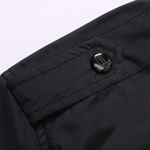 Men’s Lightweight Jacket Summer Jacket Casual Jacket Going out Casual Daily Zipper Standing Collar Fashion Casual Jacket Outerwear Solid Color Zipper Pocket Black Blue Green e10a268efbdb1fda8252368cbbed3595