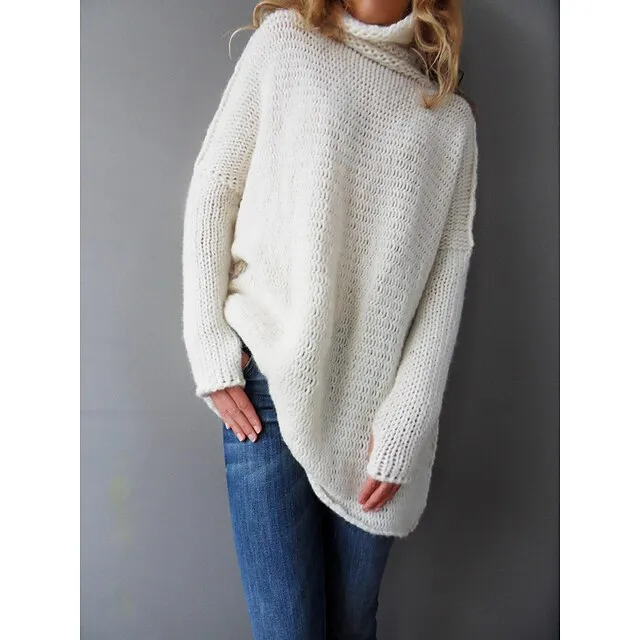Women’s Pullover Sweater Jumper Turtleneck Chunky Crochet Knit Knit Fall Winter Tunic Home Daily Basic Casual Soft Long Sleeve Solid Color Black White Light Grey S M L 9a6af4b26a652fc2ab8d5781d597f3bc