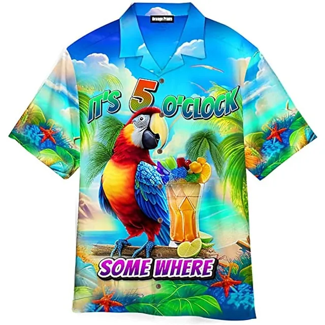Men’s Shirt Summer Hawaiian Shirt It’s 5 o’clock Somewhere Shirt Aloha Shirt Letter Coconut Tree Graphic Prints Turndown White Navy Blue Royal Blue Blue Sky Blue 3D Print Outdoor Street Short Sleeves 697d33be45f87d7371ce98fb045d142c