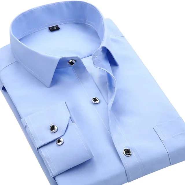 Men's Dress Shirt Lake blue White Red Long Sleeve Patchwork Turndown Spring & Fall Wedding Outdoor Clothing Apparel Button-Down