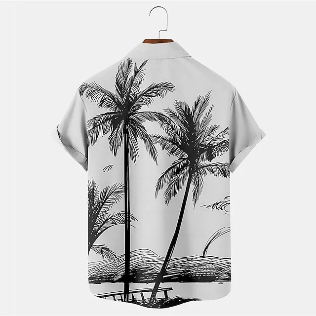 Men’s Shirt Summer Hawaiian Shirt Coconut Tree Graphic Prints Turndown Blue Purple Brown Gray Outdoor Street Short Sleeves Button-Down Print Clothing Apparel Tropical Fashion Hawaiian Designer c7626d71ee42c8a0abdf8daf4259b3b5