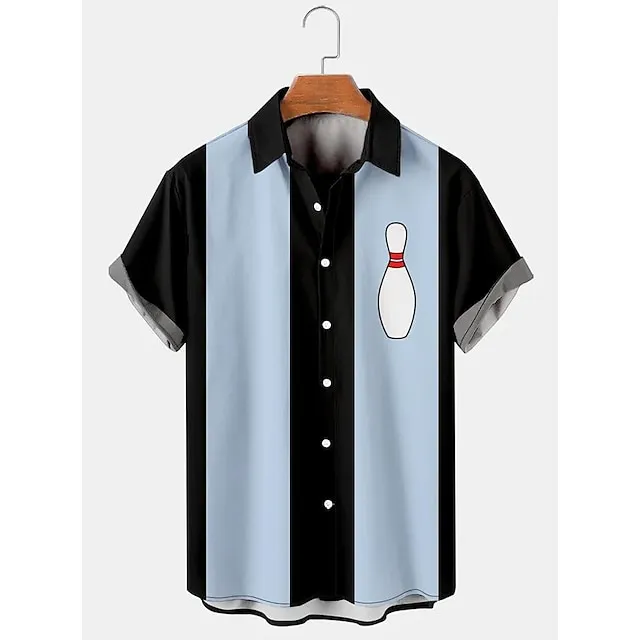 Men’s Shirt Summer Hawaiian Shirt Graphic Prints Flame Bowling Ball Turndown Black Yellow Black / Red Red Dusty Blue Outdoor Street Short Sleeves Button-Down Print Clothing Apparel Tropical Fashion 4ee36912588d3ea0e0b5c7f22d6814ed