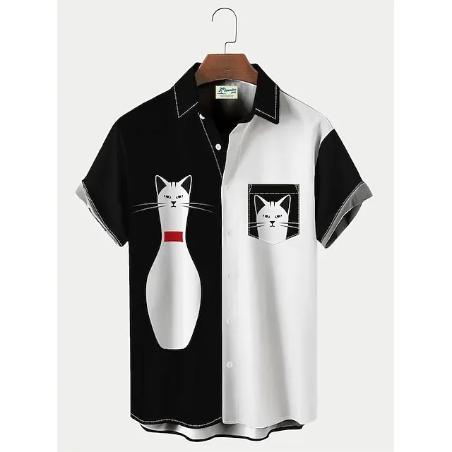 Men’s Shirt Summer Hawaiian Shirt Graphic Prints Flame Bowling Ball Turndown Black Yellow Black / Red Red Dusty Blue Outdoor Street Short Sleeves Button-Down Print Clothing Apparel Tropical Fashion 736b530f5a4c33eff09e03a97de5db91