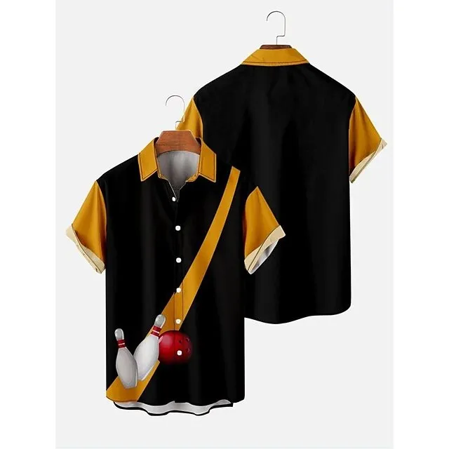 Men’s Shirt Summer Hawaiian Shirt Graphic Prints Flame Bowling Ball Turndown Black Yellow Black / Red Red Dusty Blue Outdoor Street Short Sleeves Button-Down Print Clothing Apparel Tropical Fashion b6bf85edb6d2d0baac2c72fcf54b0fa4