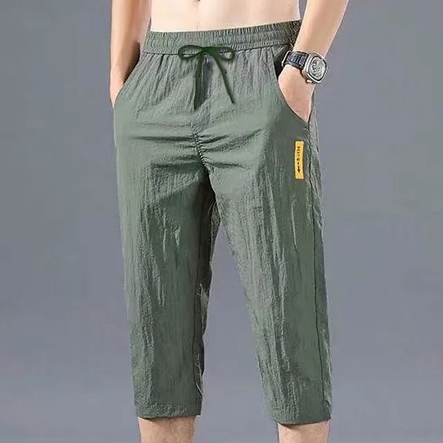 Men’s Athletic Shorts Cropped Pants Casual Shorts Capri Pants Pocket Drawstring Elastic Waist Plain Comfort Quick Dry Outdoor Daily Going out Fashion Streetwear Black Green 321802f6ede53c47037c3870b2cde254