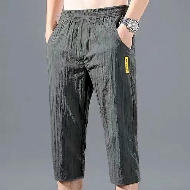 Men's Athletic Shorts Cropped Pants Casual Shorts Capri Pants Pocket Drawstring Elastic Waist Plain Comfort Quick Dry Outdoor Daily Going out Fashion Streetwear Black Green