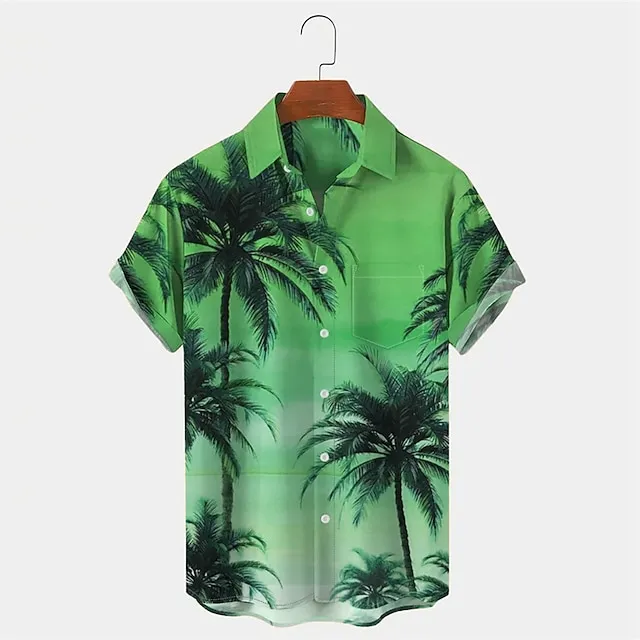 Men’s Shirt Summer Hawaiian Shirt Graphic Prints Palm Tree Turndown Red Blue Orange Green Outdoor Street Short Sleeves Button-Down Print Clothing Apparel Tropical Fashion Hawaiian Designer a0a23a440892b95c449ffa1c089dda6d