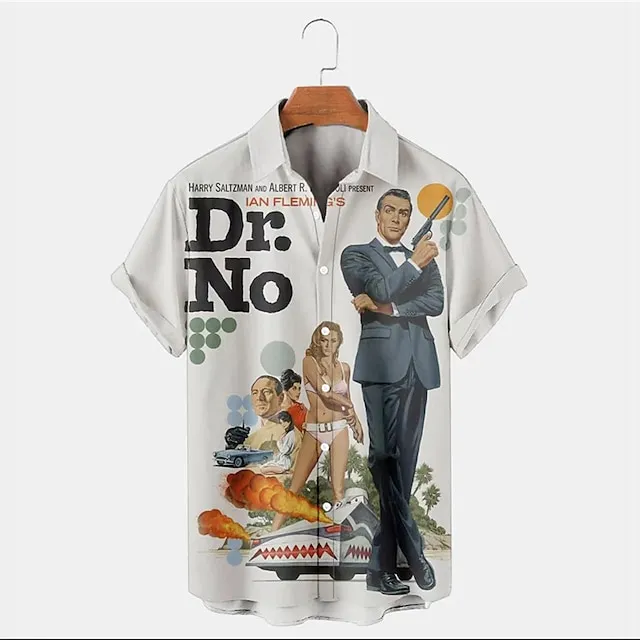 Men's Shirt Summer Hawaiian Shirt Vintage Hawaiian Shirts Letter Graphic Prints Portrait Turndown White Yellow Gray Street Casual Short Sleeves Print Button-Down Clothing Apparel Vintage Tropical