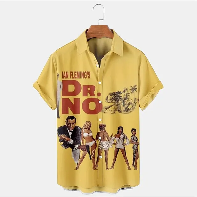 Men’s Shirt Summer Hawaiian Shirt Vintage Hawaiian Shirts Letter Graphic Prints Portrait Turndown White Yellow Gray Street Casual Short Sleeves Print Button-Down Clothing Apparel Vintage Tropical dfe8d93fa0b5b14c4b707a8c27cbd02a