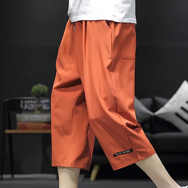 Men’s Active Shorts Shorts Casual Shorts Capri Pants Pocket Drawstring Elastic Waist Plain Comfort Calf-Length Outdoor Daily Holiday Cotton Blend Streetwear Stylish Black Wine 4a46caea170c5e3db393bc3ad0370ded