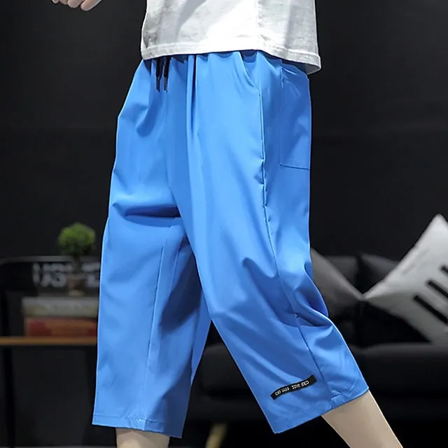 Men’s Active Shorts Shorts Casual Shorts Capri Pants Pocket Drawstring Elastic Waist Plain Comfort Calf-Length Outdoor Daily Holiday Cotton Blend Streetwear Stylish Black Wine a85d0aa0890c736e9914e7fce0bc9730