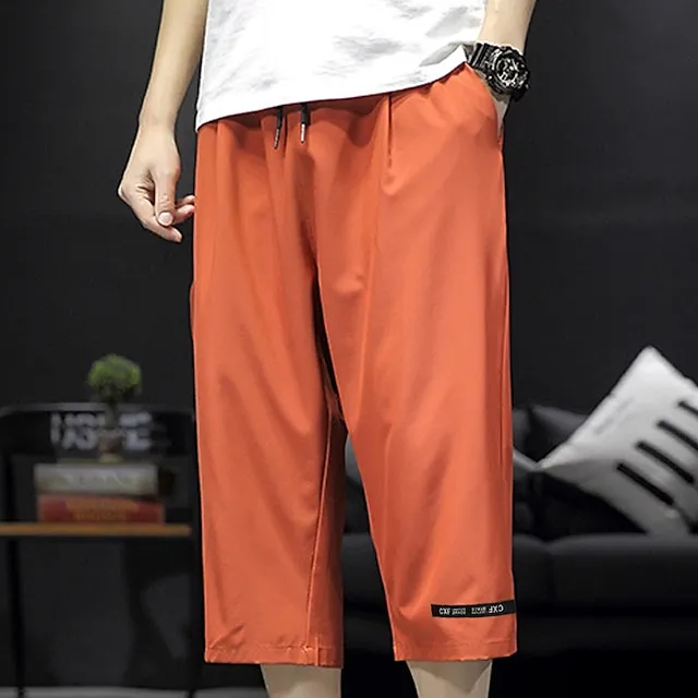 Men’s Active Shorts Shorts Casual Shorts Capri Pants Pocket Drawstring Elastic Waist Plain Comfort Calf-Length Outdoor Daily Holiday Cotton Blend Streetwear Stylish Black Wine b33b8b3be5eb9e96e1ef6a3aa59fe47a