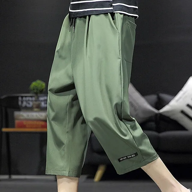 Men’s Active Shorts Shorts Casual Shorts Capri Pants Pocket Drawstring Elastic Waist Plain Comfort Calf-Length Outdoor Daily Holiday Cotton Blend Streetwear Stylish Black Wine d55a326fe420afa559808b537a8d18d3