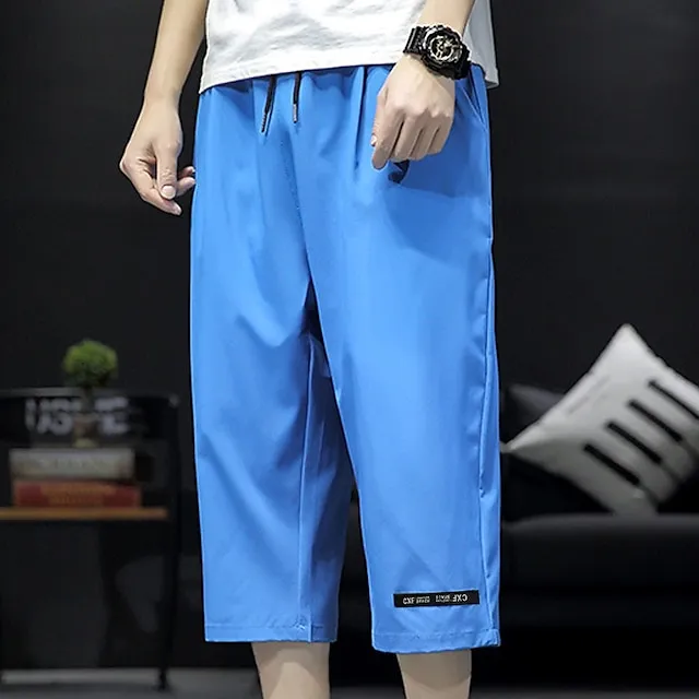 Men’s Active Shorts Shorts Casual Shorts Capri Pants Pocket Drawstring Elastic Waist Plain Comfort Calf-Length Outdoor Daily Holiday Cotton Blend Streetwear Stylish Black Wine f6f9a715fbb5b2df5220bee3b182cfb7