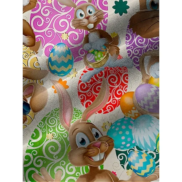 Men’s Shirt Summer Hawaiian Shirt Rabbit Egg Happy Easter Easter Turndown Black Yellow Light Green Black / Brown White / Crystal Outdoor Street Short Sleeves Button-Down Print Clothing Apparel Sports 341a9e71878ff61a6535f73b1d1ca243