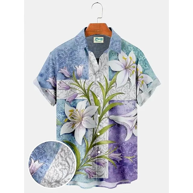 Men’s Shirt Summer Hawaiian Shirt Rabbit Egg Happy Easter Easter Turndown Black Yellow Light Green Black / Brown White / Crystal Outdoor Street Short Sleeves Button-Down Print Clothing Apparel Sports 9edbc24300ef38b5fa4c9515bd8381d2