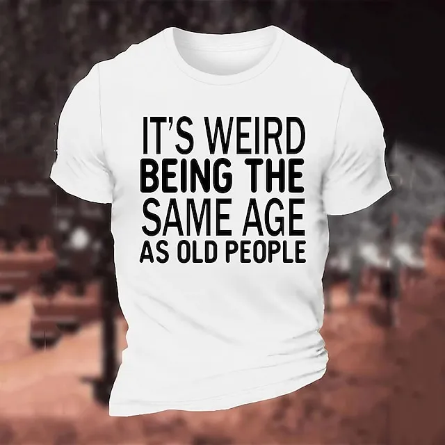 Letter Graphic Prints Old People White Wine Red T shirt Tee Graphic Tee Men's Graphic Cotton Blend Shirt Basic Modern Contemporary Shirt Short Sleeves Comfortable Tee Street Vacation Summer Fashion