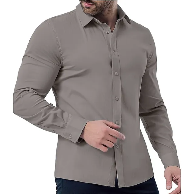 Men’s Dress Shirt Black White Pink Long Sleeve Plain Turndown Spring & Fall Wedding Hawaiian Clothing Apparel Button-Down 797d8456dde351b3b1685d6d63c4d63e