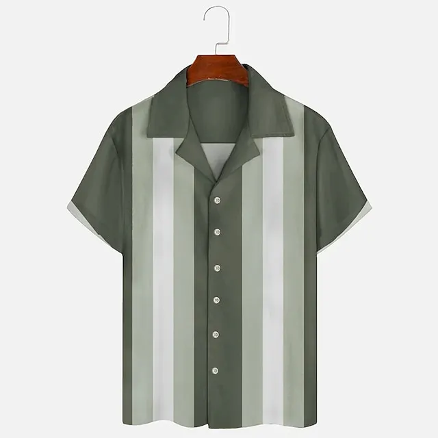 Men’s Shirt Bowling Shirt Button Up Shirt Summer Shirt Casual Shirt Black Blue Orange Green Short Sleeve Color Block Graphic Prints Camp Collar Daily Vacation Print Clothing Apparel Fashion 1950s 82dff923884ff1901c522991b964bf83