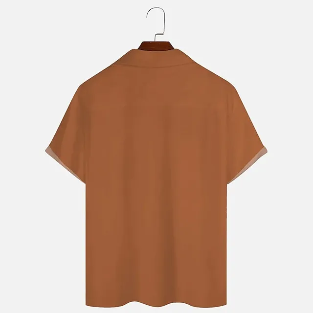 Men’s Shirt Bowling Shirt Button Up Shirt Summer Shirt Casual Shirt Black Blue Orange Green Short Sleeve Color Block Graphic Prints Camp Collar Daily Vacation Print Clothing Apparel Fashion 1950s e899358aaf20fd49b8d777d527bad8e9